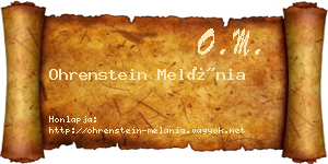 Ohrenstein Melánia névjegykártya